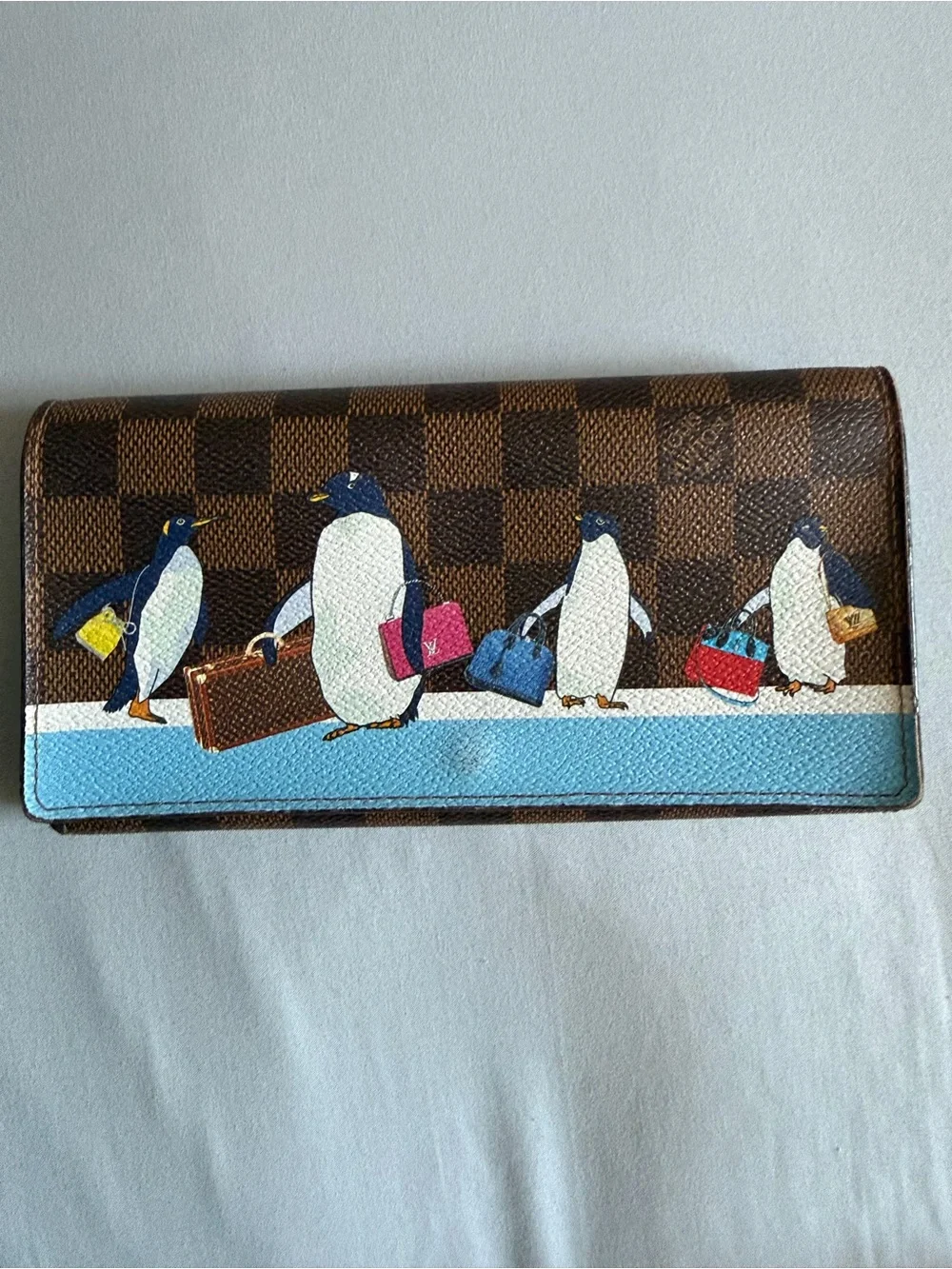 Louis Vuitton Turquoise Textured Leather Snap Wallet